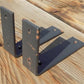 2 L Shelf Brackets - 6"x4", Metal Rustic Black Floating Shelf Mantel Hardware