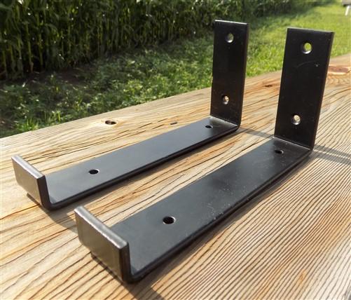 Brackets - J Bracket, Metal Shelf Bracket, 7.5"L x 4"H x 1.5"W, 70 LB Weight Capacity by The Old Grainery (10 inch bracket...