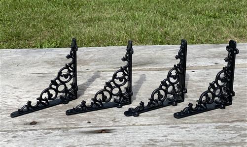 Brackets - 2 Pairs Cast Iron Shelf Brackets, 6 inch Art Deco Ornate Clock Shelf Hardware, B by The Old Grainery (10 inch b...