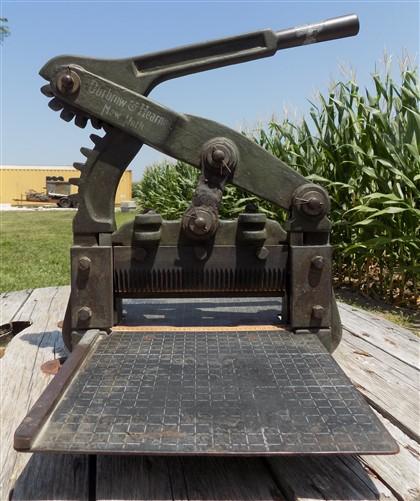 Metal working tool - Durbrow & Hearne Tag Cutter Pinking Shear Machine, Industrial Hand Crank Pinker by The Old Grainery (...