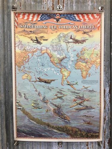 Wall Art - Safeguarding Our American Liberty, World War II Map, Lambert Guenther, 1941 by The Old Grainery (American Amy,...