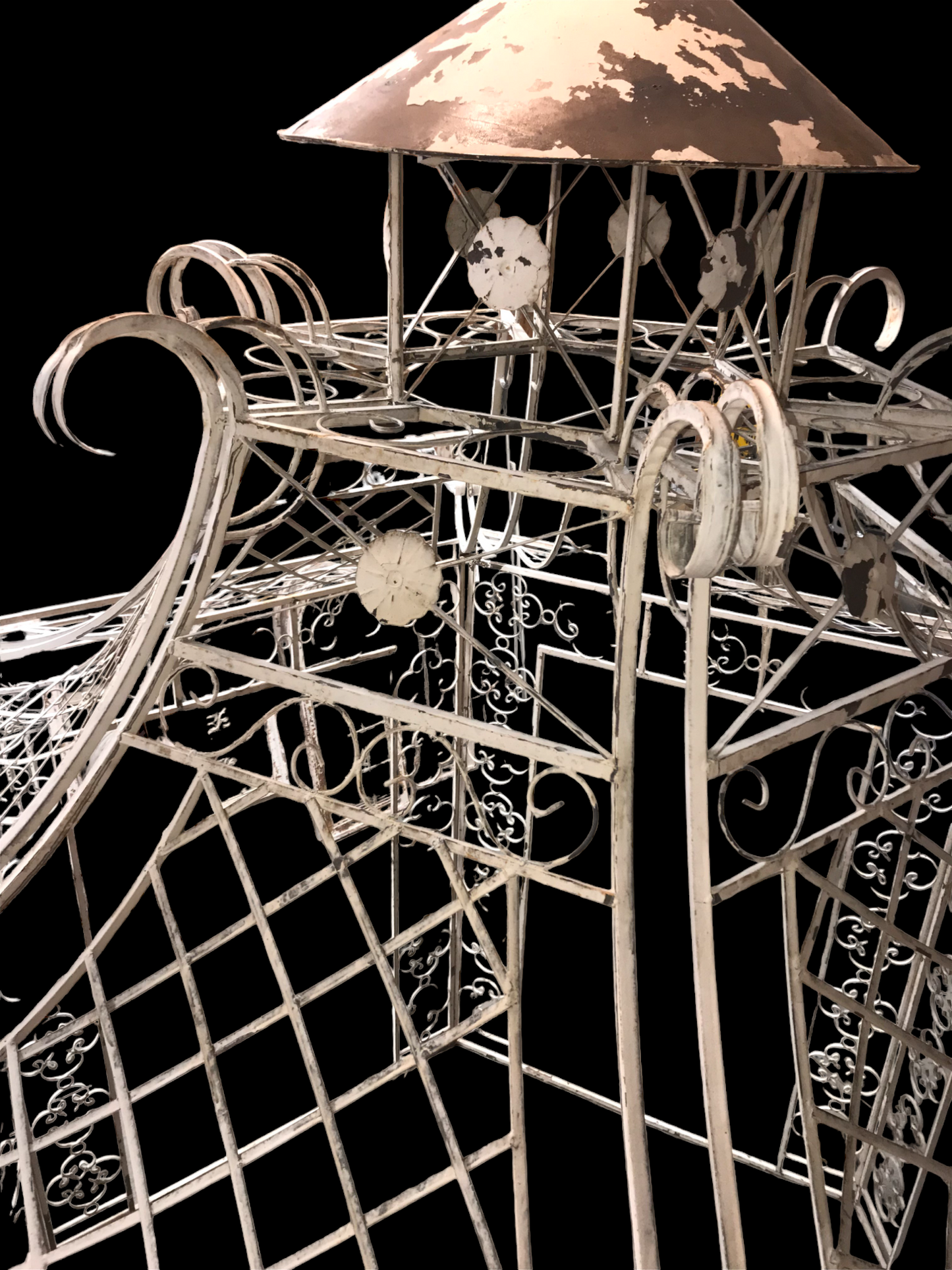 Large Garden Gazebo Dome Roof, Iron Metal Pergola Outdoor Patio Gazebo Arbor A15