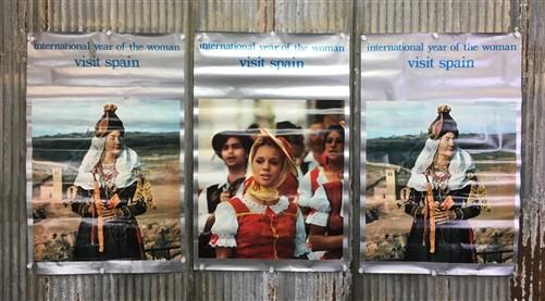 Wall Art - International Year of the Woman, Visit Spain, 3 Vintage Travel Poster, 1975 by The Old Grainery (Black and Whit...