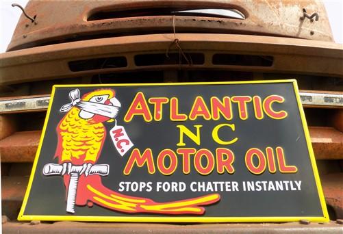 Atlantic NC motor oil sign - Atlantic NC Motor Oil Sign, Tin Advertising Sign, Motor Oil, Gasoline & Oil Sign by The Old G...