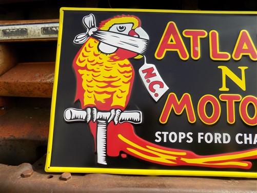 Atlantic NC motor oil sign - Atlantic NC Motor Oil Sign, Tin Advertising Sign, Motor Oil, Gasoline & Oil Sign by The Old G...