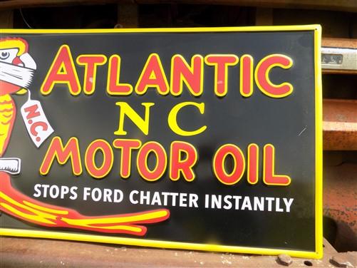 Atlantic NC motor oil sign - Atlantic NC Motor Oil Sign, Tin Advertising Sign, Motor Oil, Gasoline & Oil Sign by The Old G...