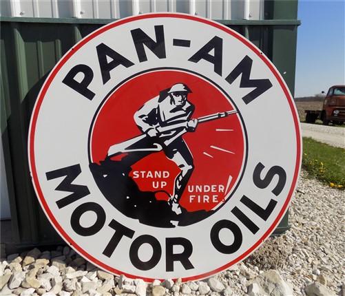 Pan Am Motor Oils sign - Pan Am Motor Oils Sign, Double Sided Metal Porcelain Advertising Sign, Gas Oil by The Old Grainer...