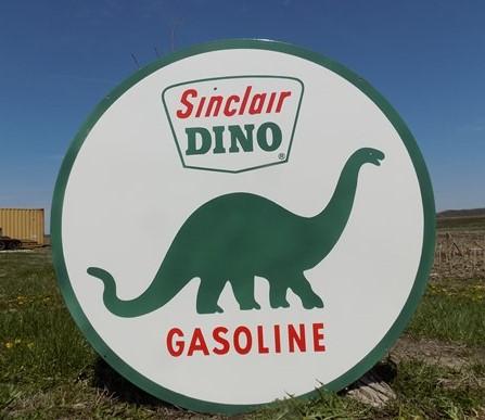 Sinclair Dino Gasoline sign - Sinclair Dino Gasoline Sign, Double Sided Metal Porcelain Advertising Sign, by The Old Grain...