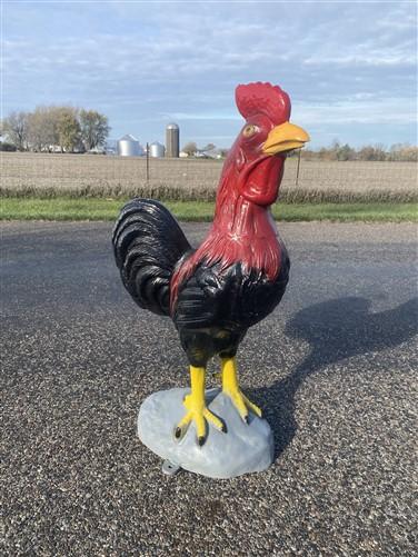 Metal rooster - Large Rooster Garden Statue, Decorative Metal Chicken, Farm Animal Yard Decor by The Old Grainery (bird sc...