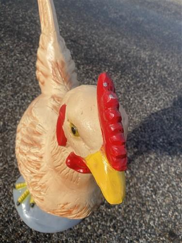 Metal rooster - Large Hen Garden Statue, Farm Animal Yard Decor, Rustic Chicken Outdoor Figure by The Old Grainery (bird s...