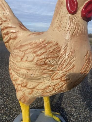 Metal rooster - Large Hen Garden Statue, Farm Animal Yard Decor, Rustic Chicken Outdoor Figure by The Old Grainery (bird s...