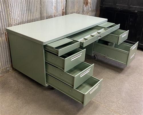 Desk - Vintage Mid Century Desk Home Office Furniture Desk with Drawers, Student Desk C by The Old Grainery (Executive des...