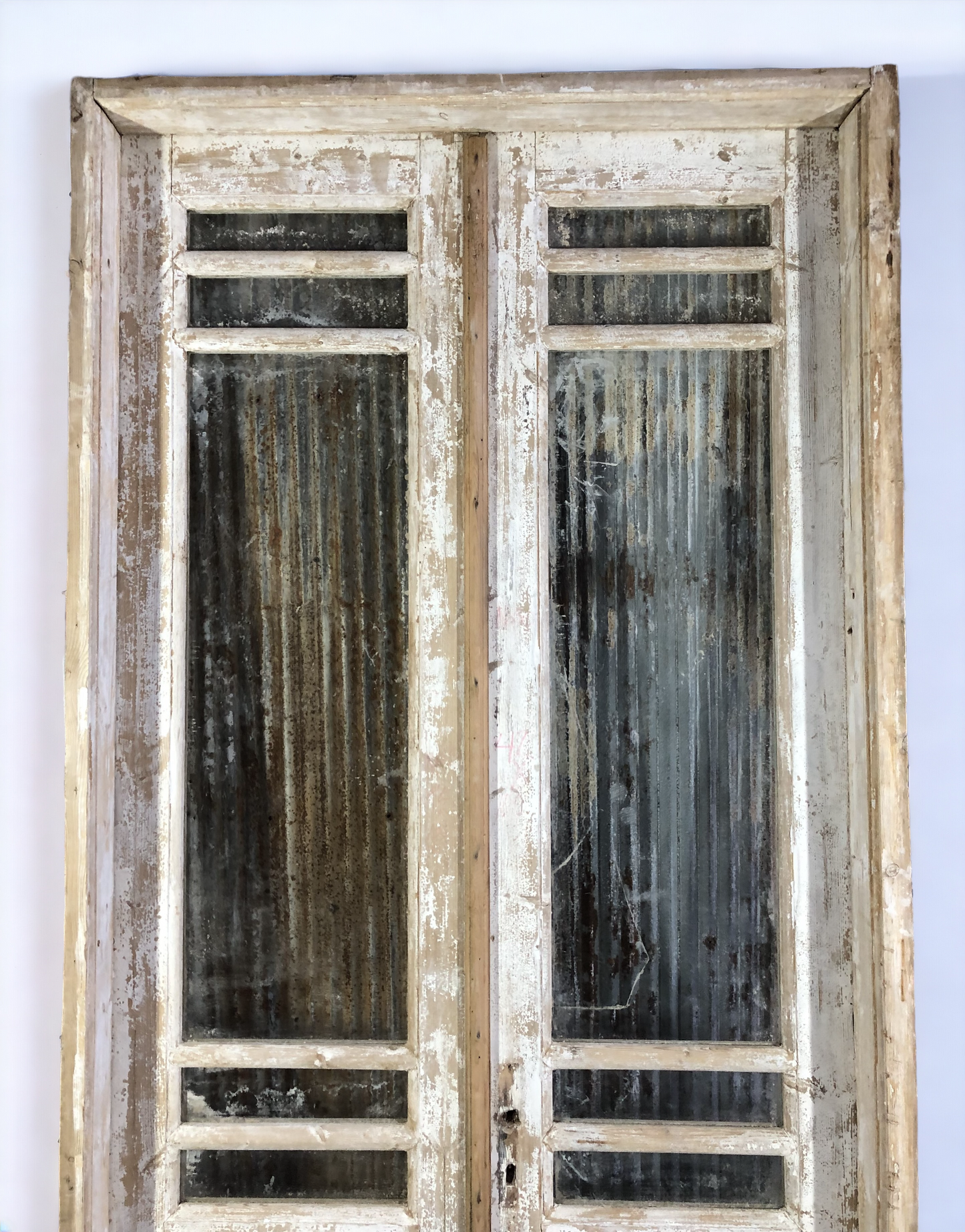 Antique French Double Doors with Jamb (46x102) 5 Pane Glass European Doors S7