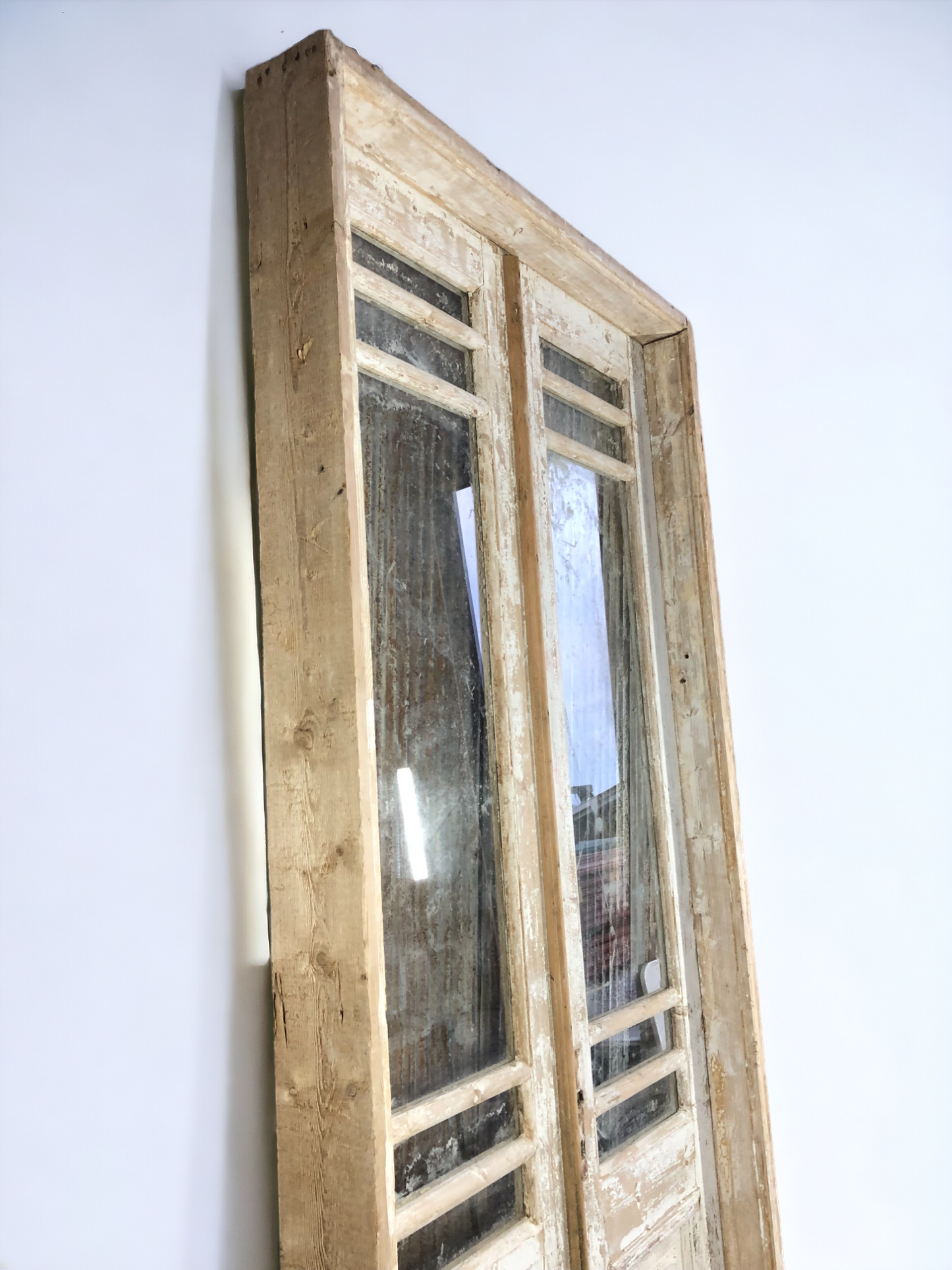 Antique French Double Doors with Jamb (46x102) 5 Pane Glass European Doors S7