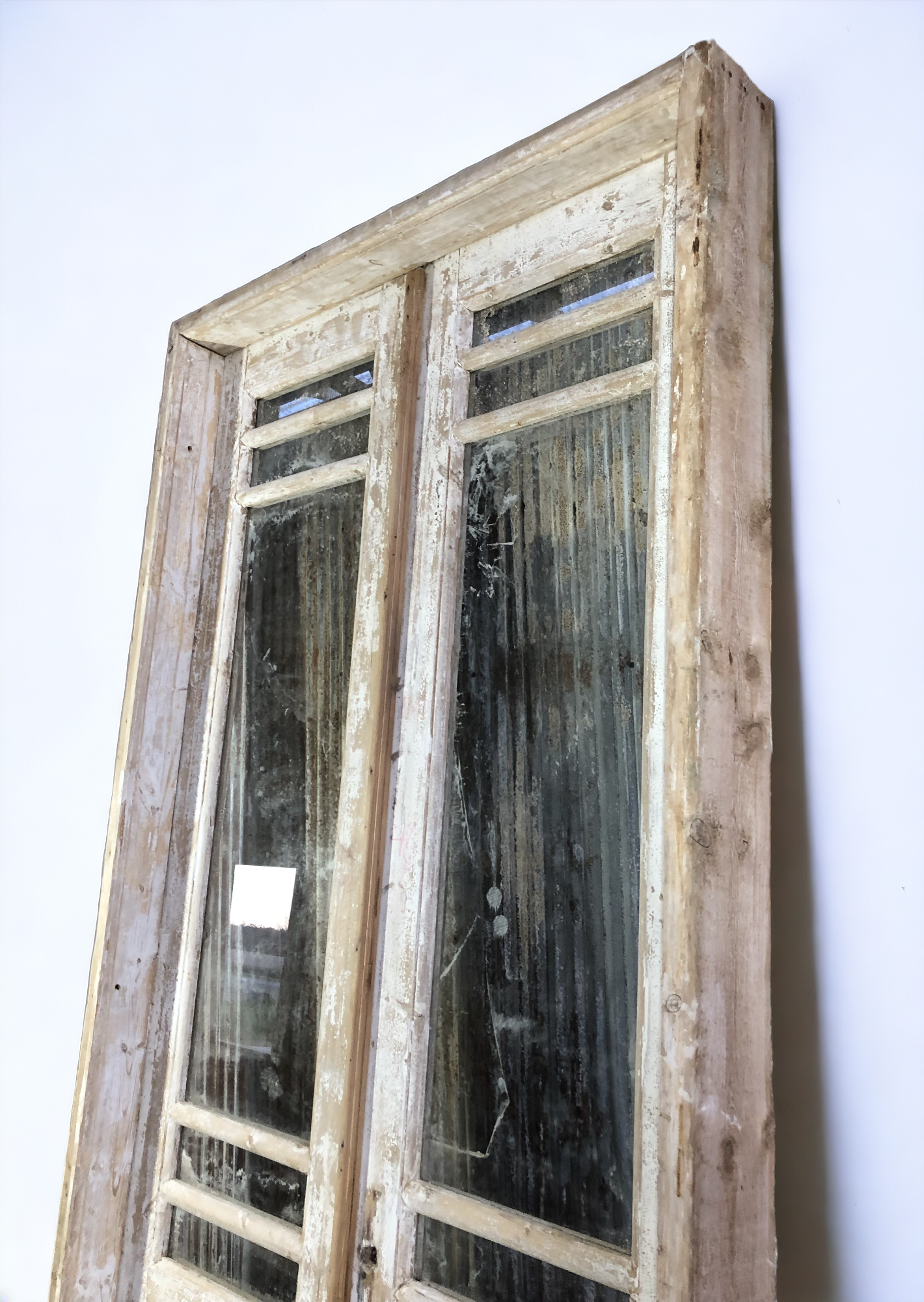 Antique French Double Doors with Jamb (46x102) 5 Pane Glass European Doors S7