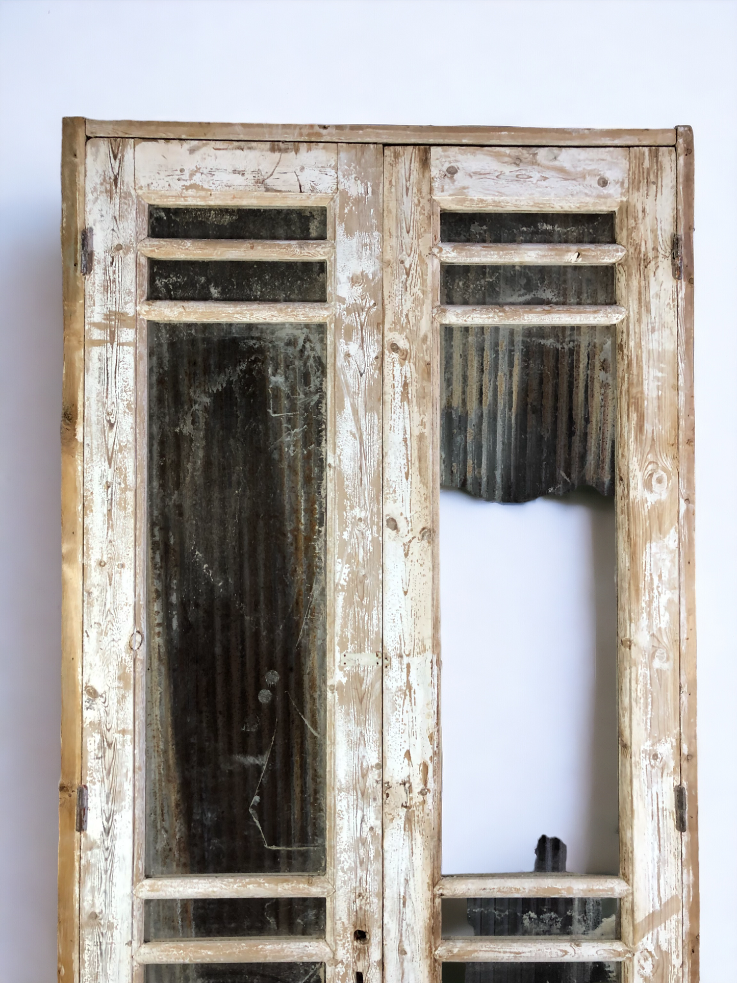 Antique French Double Doors with Jamb (46x102) 5 Pane Glass European Doors S7