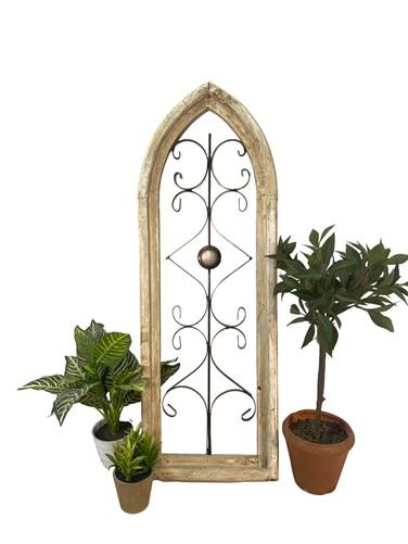 Rustic Wood Metal Gothic Window Frame, Distressed Architectural Window ...