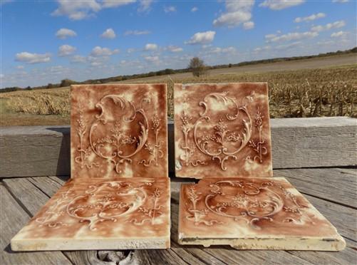 Art tile - 4 Cambridge Art Tiles, Architectural Salvage, Antique Victorian Fireplace D, by The Old Grainery (antique, Anti...