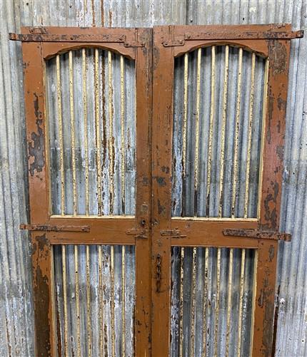 Vintage Indian Garden Gates, Carved Metal Teak Doors, Architectural Reclaim, A98