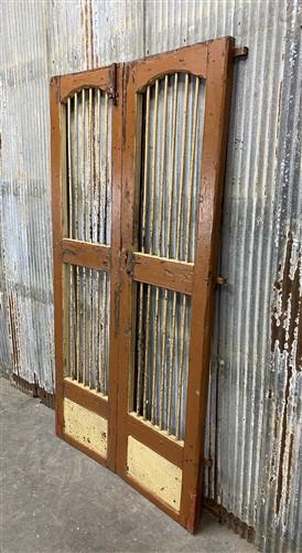 Vintage Indian Garden Gates, Carved Metal Teak Doors, Architectural Reclaim, A98