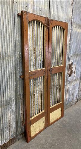 Vintage Indian Garden Gates, Carved Metal Teak Doors, Architectural Reclaim, A98
