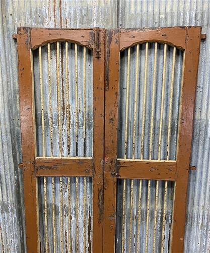 Vintage Indian Garden Gates, Carved Metal Teak Doors, Architectural Reclaim, A98