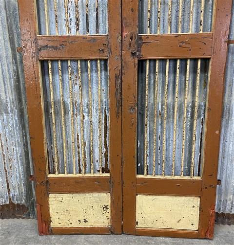 Vintage Indian Garden Gates, Carved Metal Teak Doors, Architectural Reclaim, A98