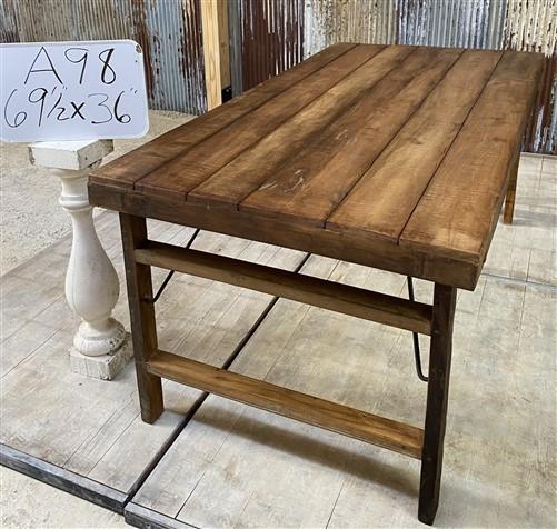 Wood Folding Table, Vintage Dining Room Table, Kitchen Island Portable Table A98