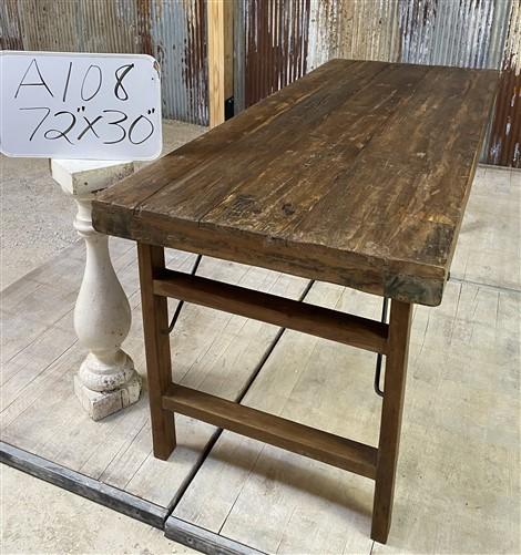 Wood Folding Table, Vintage Dining Room Table Kitchen Island Portable Table A108