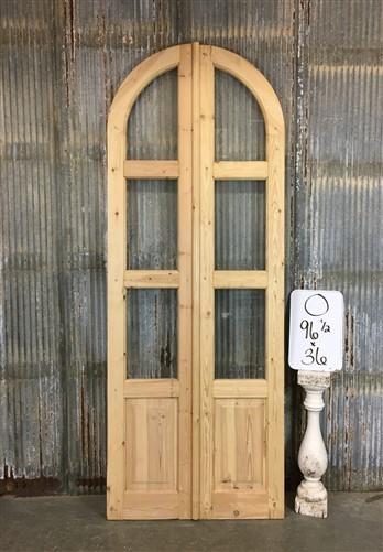 Arched French Double Doors (36x96) 3 Pane Glass European Styled Doors O4