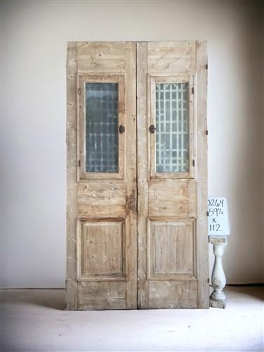 Antique French Double Doors (59.5x112) Iron Wood Doors, European Doors D264