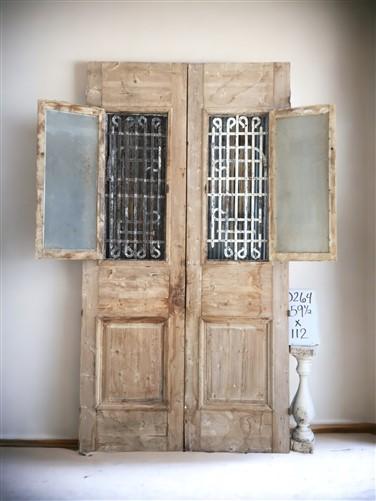 Antique French Double Doors (59.5x112) Iron Wood Doors, European Doors D264