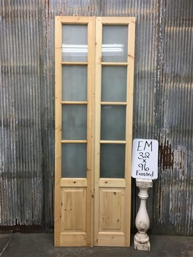 French Double Door (32x96) 4 Pane Frosted Glass European Styled Door EM8