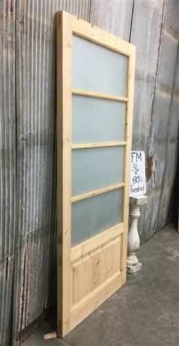 Door - French Single Door (36x80.5) 4 Pane Frosted Glass Door European Styled FM14 by The Old Grainery (antique doors, bar...