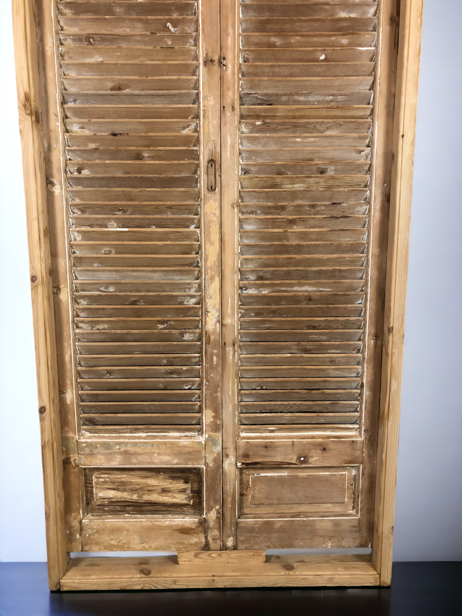 Door - Antique Shutter French Double Doors with Jamb (37x90) European Panel Door S19 by The Old Grainery (antique doors, b...