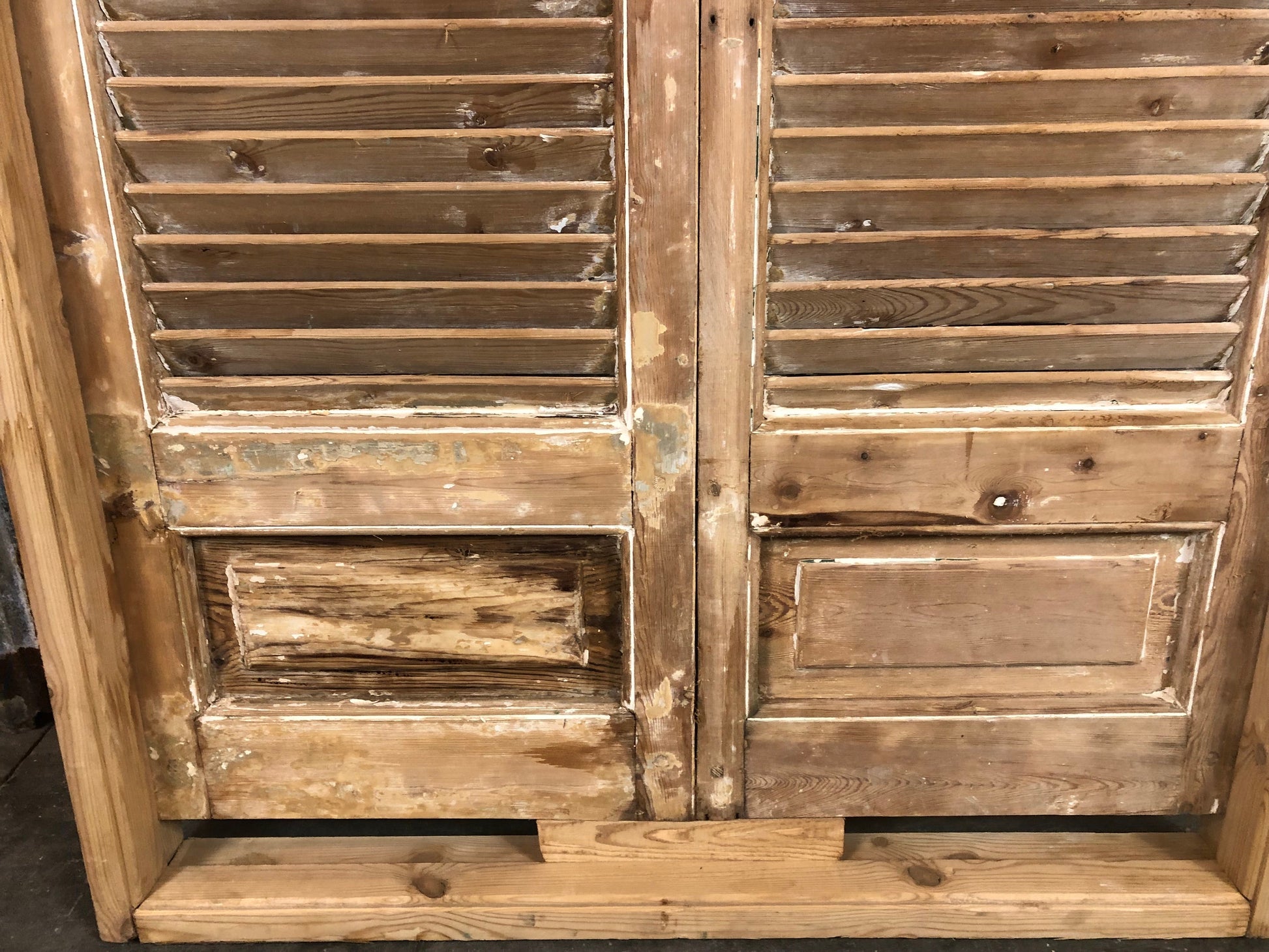 Door - Antique Shutter French Double Doors with Jamb (37x90) European Panel Door S19 by The Old Grainery (antique doors, b...