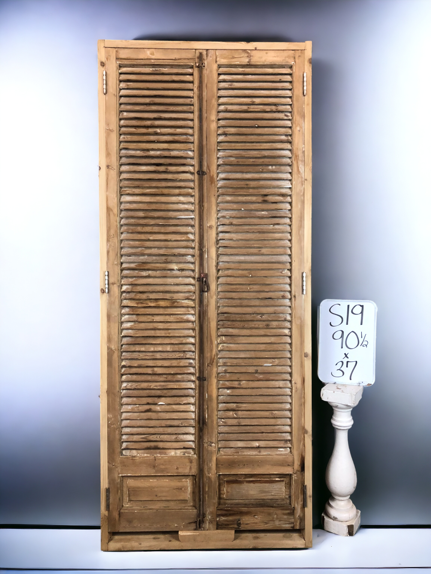 Door - Antique Shutter French Double Doors with Jamb (37x90) European Panel Door S19 by The Old Grainery (antique doors, b...