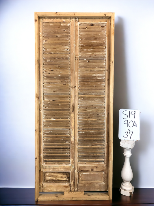 Antique Shutter French Double Doors with Jamb (37x90) European Panel Door S19