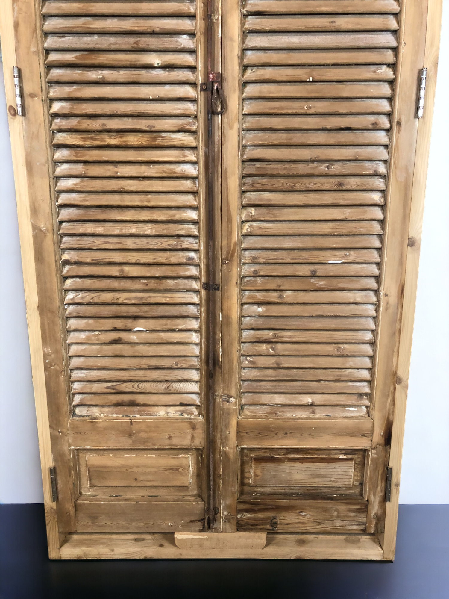 Door - Antique Shutter French Double Doors with Jamb (37x90) European Panel Door S19 by The Old Grainery (antique doors, b...