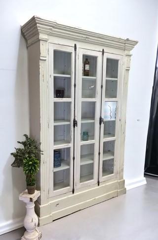Furniture - 3 Door Bookcase, China Cabinet, Kitchen Cabinet, Display Case, Antique White, F by The Old Grainery (cabinet,...