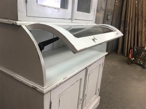 Curved Door 6'10" White Kitchen Cabinet, Kitchen Storage, Pantry Cupboard G