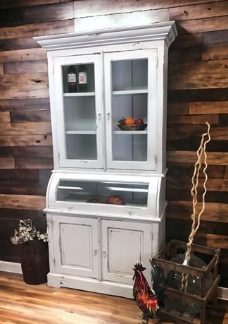 Curved Door 6'10" White Kitchen Cabinet, Kitchen Storage, Pantry Cupboard G