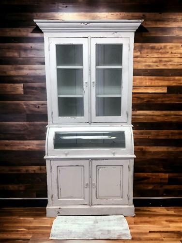 Curved Door 6'10" White Kitchen Cabinet, Kitchen Storage, Pantry Cupboard G