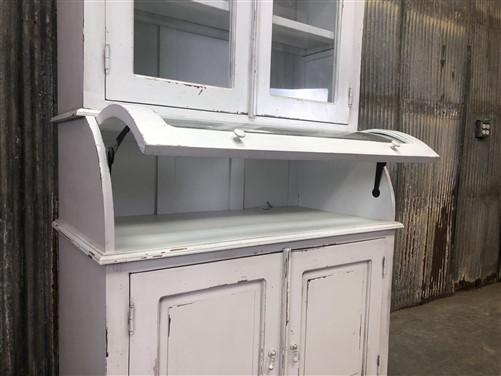 Curved Door 6'10" White Kitchen Cabinet, Kitchen Storage, Pantry Cupboard G