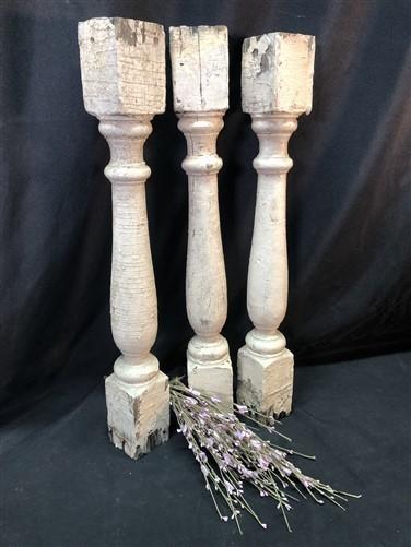 3 White Wood Balusters Reclaimed Spindles Porch Post House Trim, A47 by The Old Grainery (baluster, Country, Decorative)