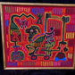 1960s Original Handmade Stitch Arm Panama Textile Art, Framed Mola Cloth Art,