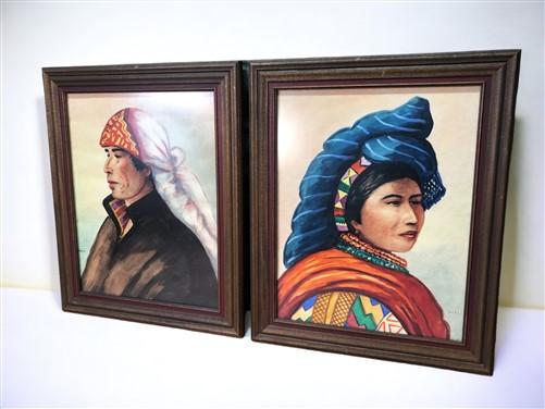 Wall Art - M Navas Nebaj Guatemalan Art, Vintage Framed 50s 60s Art, Mid Century Art, by The Old Grainery (art, framed, gu...