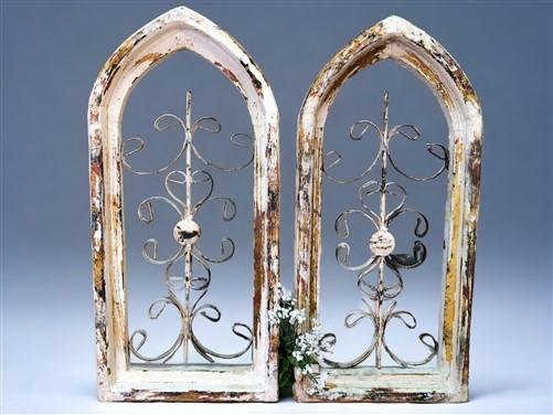 frame set - Pair Arched Wood Metal Gothic Window Frames, (10x21.5) Vintage Inspired, B by The Old Grainery (arched, decora...