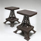 Patio Furniture - Pair Eiffel Tower Seats, Paris France, Metal Patio Furniture, Square Top by The Old Grainery (Brown, Cha...