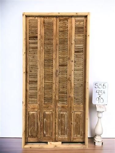 Antique Shutter French Double Door with Jamb (43.5x90) European Door S35